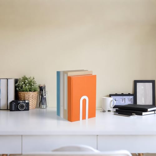 Chunful 12 Pcs White Metal BookEnds Shelves, 5.5 x 3.75 x 2.25 in - color: White, size: 5.5*3.75*2.25inch