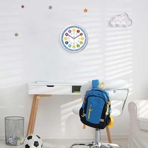 XFM Colorful Kid Wall Clocks Battery Operated 12 inch Silent - color: Colorful3, size: 12 Inch-1pcs