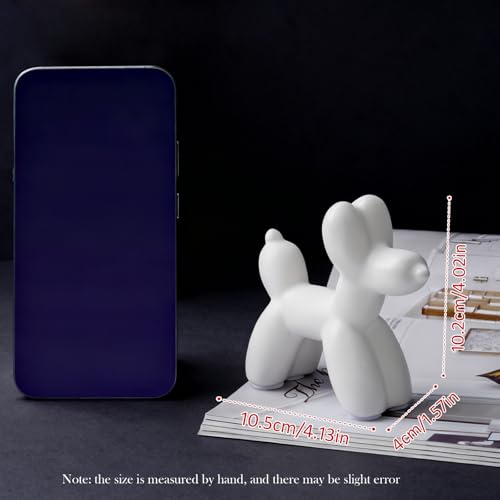 Notakia Cute Ceramics White Balloon Dog Statue Crafts Living Room Desktop Decorations,Handmade Modern Small Ceramic Animal Statue Ornament Home Decor Accents (White, Small) - color: White, size: Small