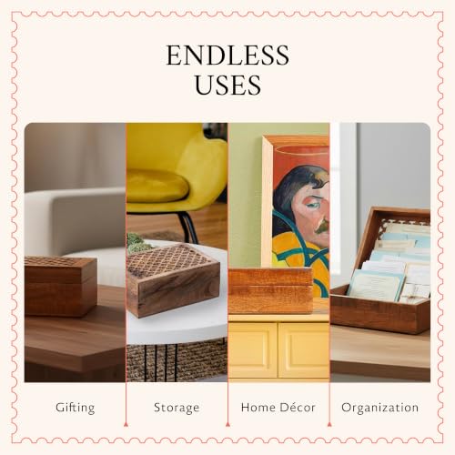 Mela Artisans Trellis Mango Wood Storage Box - Medium Burnt, 9x6 in - color: Medium Burnt, size: Large