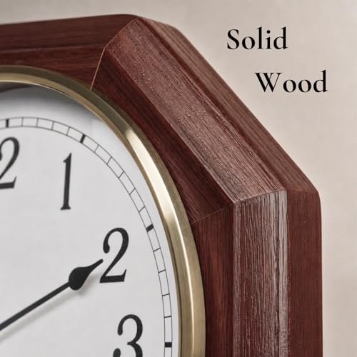 Pendulum Wall Clock, Real Wood Regulator Clock, Quiet, Non-Chiming, Wooden - color: Dark Wood