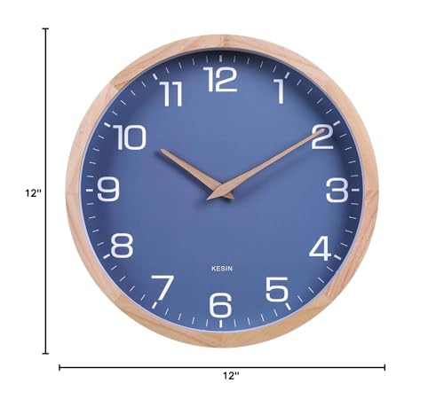 Kesin Wall Clock 12 Inch Silent Non Ticking Wood Wall Clocks Modern Simple