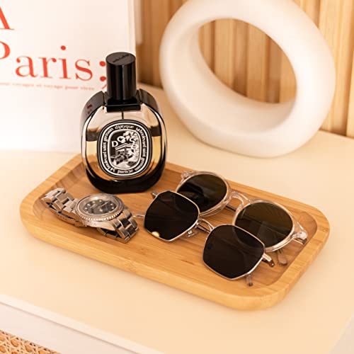 Bamboo Vanity Tray, Bathroom Counter Tray, Toilet Tank Top Tray for Organizing and Decor Display, 11.8 x 5.1 x 0.8 inch - size: 11.8" x 5.1" x 0.8"