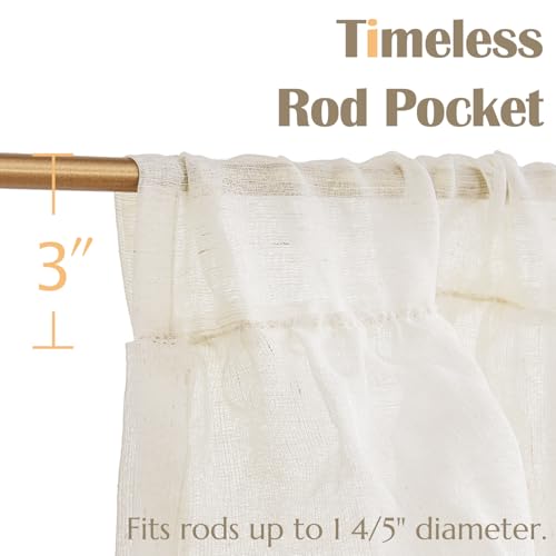 jinchan Ruffled Valance Curtain Shabbychic Farmhouse 18 Inch 1 Panel Beige - color: *Breeze Beige