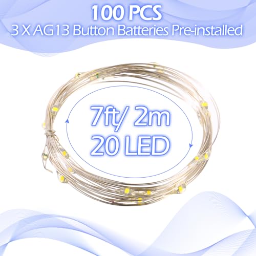 Hortsun 100 Pack Battery Operated Fairy Lights 7 ft 20 LED, Cool White - color: Cool Light