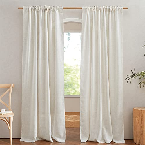NICETOWN Flax Linen Curtains 84 Inch Long, Burlap, W52xL84, 2 Panels - color: Linen, size: 52"W x 84"L (Pack of 2)
