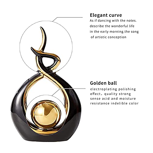 Norrclp Home Decor Modern Abstract Art Ceramic Statue Table Decorations - color: Black and Gold, size: Small
