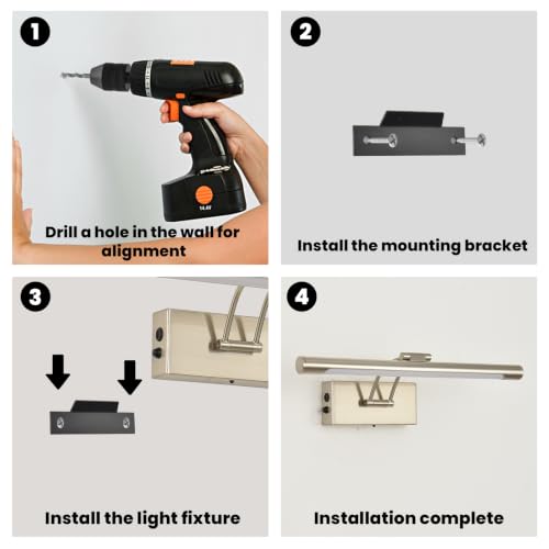 Battery Operated Picture Light for Wall,Brushed Nickel 15.7-Inch - color: Brushed Nickel, size: 15.7 Inch