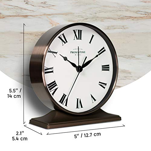 Presentime Lewis Mantel Alarm Clock - color: Copper Finish, size: 5.5*5 inch