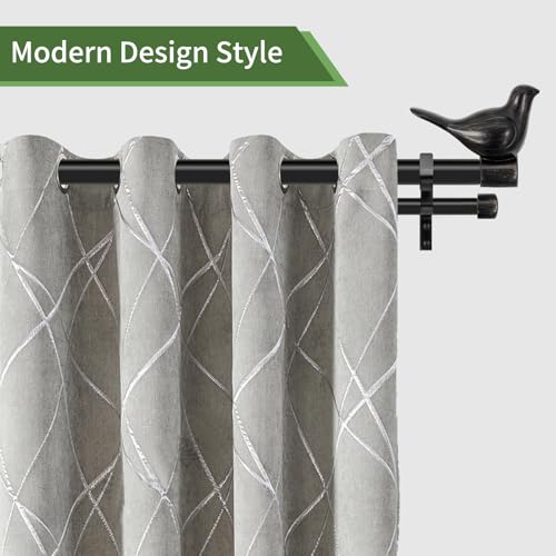 3/4" Diameter Farmhouse Double Window Treatment Curtain Rod, Bird Finials (84"-120", Burnt Gold) - color: Burnt Gold, size: 84"-120"