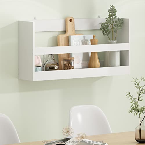Furinno HERMITE Floating Nursery Book Shelves for Wall, White - color: White, size: Rectangle, Set of 1