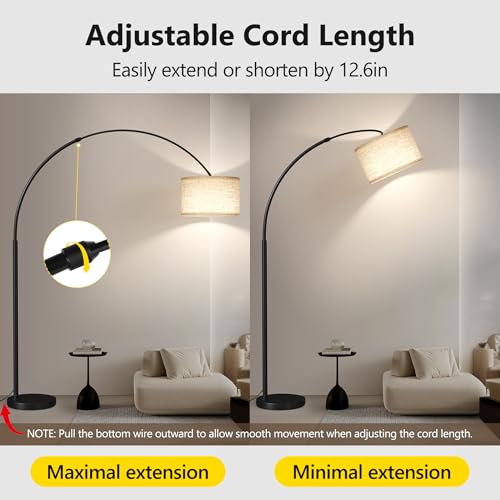 SUNMORY 82" Tall Arc Floor Lamp for Living Room, Large Standing Arched Lamp - color: Black