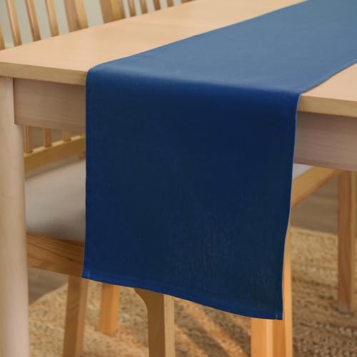 Encasa XO Table Runner, Cotton Canvas Dining Runner 13"x59" - color: Cobalt, size: 13x59 in