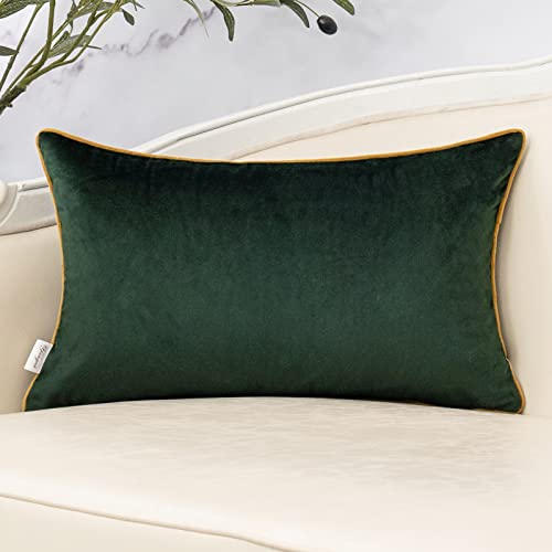 Yangest Green Throw Pillow Cover Velvet Cushion Cover Branches Rectangular Pillowcase for Sofa Couch Bedroom Living Room, 12x20 Inch - color: Green, size: 20" x 12" (Pack of 1)