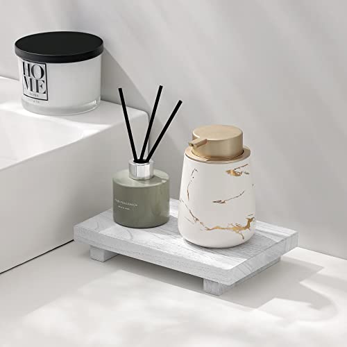Wood Bathroom Tray Farmhouse Decor Kitchen Soap Holder, 9"x6" White - color: White, size: 9" x 5.9" x 1.6"