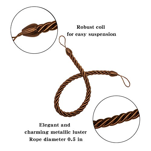 BEL AVENIR Curtain Tiebacks Ropes Tie-Backs,Handmade Holdbacks(Coffee,2P) - color: Coffee, size: 2pack