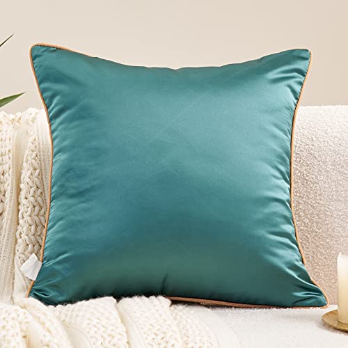 Avigers Throw Pillow Cover 18 x 18 Inch, Teal Green, Rayon Blend, Hidden Zipper - color: Teal, Green, size: 18" x 18" (Pack of 1)