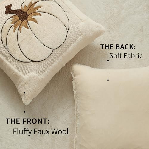 Allorry Fall Pillow Covers 18x18 Beige Pumpkin Leaves Home Decor PT021A18 - color: Beige Pumpkin Leaves, size: 18" x 18" (Pack of 2)