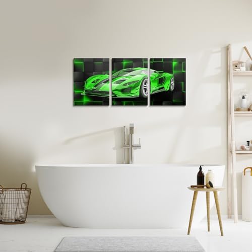 Feelyou Race Car Wall Art 12" x 16" x 3 - color: Green Black