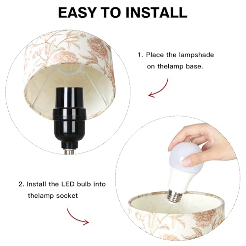 CINSARY Bedside Touch Lamp with Flower Fabric Shade, 3 Way Dimmable Wood Bedroom Lamp for Nightstand with 2 USB Charging Ports, Small Table Lamp for Living Room Reading Desk (LED Bulb Included) - color: Flower2-15" H