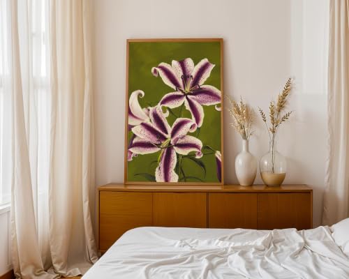 Abstract Floral Wall Art Purple Lily Canvas Wall Art 16x24 inch Unframed - color: Purple Lily Wall Art, size: 16L" x 24W"