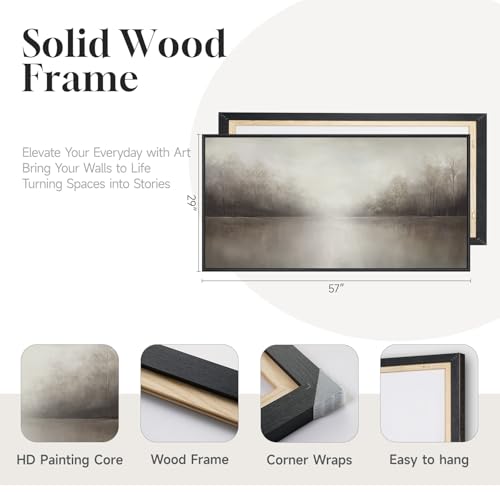 Extra Large Framed Abstract Landscape Wall Art for Living Room, 60x30 Inch - color: Brown, size: 60"L x 30"W