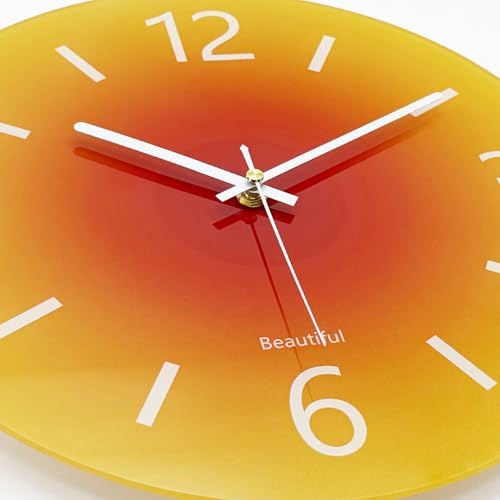 Tempered Glass Wall Clock, 14 Inch Sunset Decorative Clock - color: Sunset