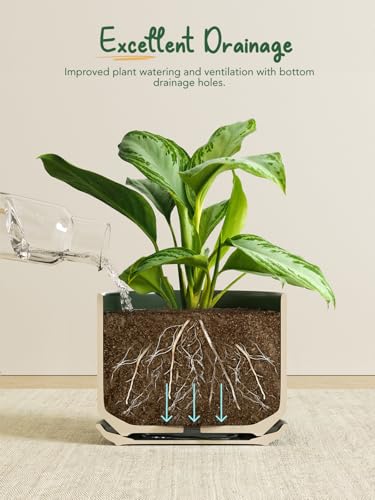 LE TAUCI 6.8 Inch Ceramic Pots for Plants, Indoor Plant Pot, Forest Green - color: Forest Green, size: 6.8"