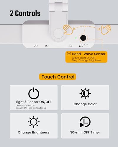 SUPERDANNY LED Desk Lamp Computer Light with Power Strip with Clamp White - color: White, size: With Power Strip