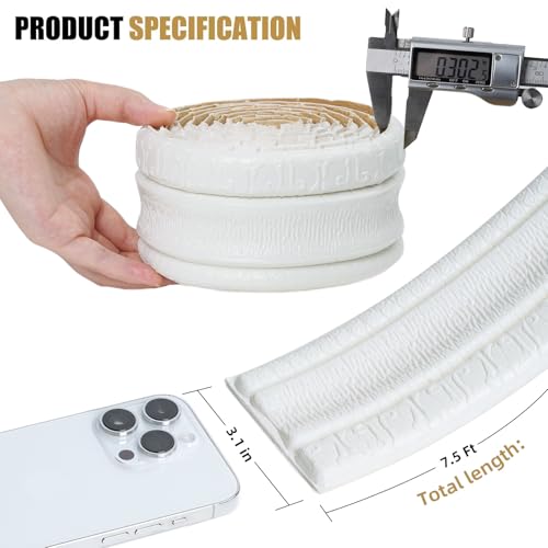90" x 3.1" Peel Stick Foam Molding Baseboard Trim Self Adhesive, Crown Molding Wallpaper Border Flexible, 3D Wall Edging Lines Foam Wall Base Moulding Trim for Home DIY Decoration - color: White, size: 1 PC (3.1" x 90.5")