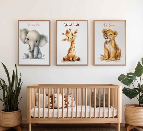 HLEOXPY 3 Pcs Safari Nursery Canvas Wall Art 16x24in Unframed - color: Animal-Poster, size: 16x24in