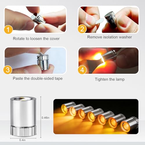 Aogist 12 PCS Warm White Mini LED Spot Lights, Battery Operated Tiny Lamps - color: Warm White, size: 12