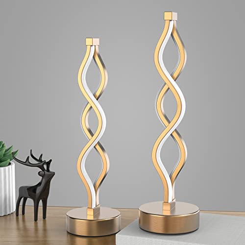 NUÜR Gold Table Lamps Set of 2, 15.8 Inch LED Bedside Lamps - color: Gold 2 Pack