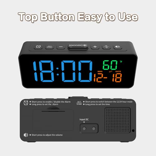 Netzu 3-in-1 Digital Clocks for Living Room, Small & Compact Alarm Clock - color: Blue