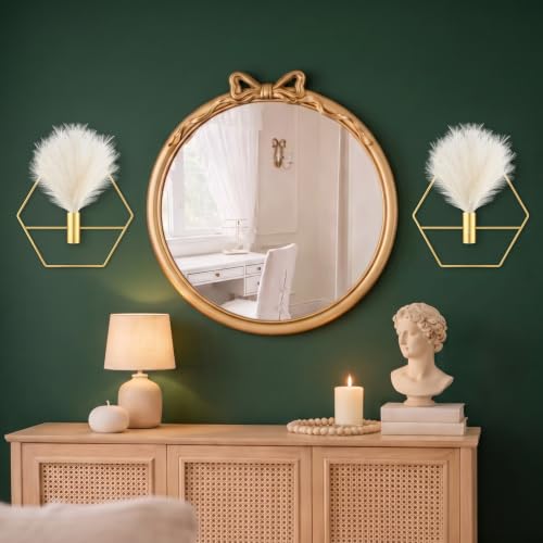 Peryiter 2 Pcs Gold Wall Decor Boho Pampas Metal Hanging Planters, Hexagon - style: Hexagon