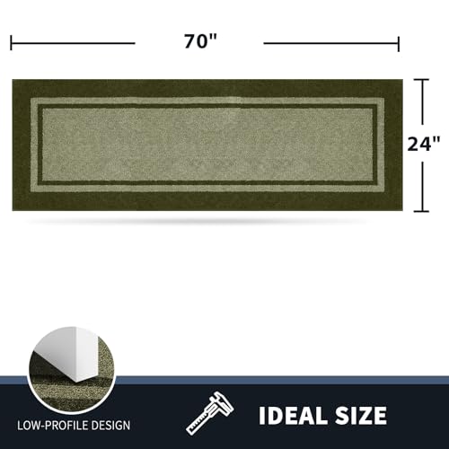 PURRUGS Hallway Runner Rug, 24" x 70", Budding Green & Sage Green - color: Budding Green & Sage Green, size: 24" X 70"