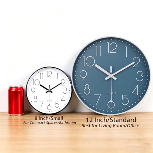 jomparis 12 Inch Silent Non-Ticking Battery Operated Quality Quartz Round Wall Clock Modern Decor Clock for Home Office Bedroom Bathroom(Cerulean/Blue Color) - color: 1 Pack - Cerulean, size: 12 Inch