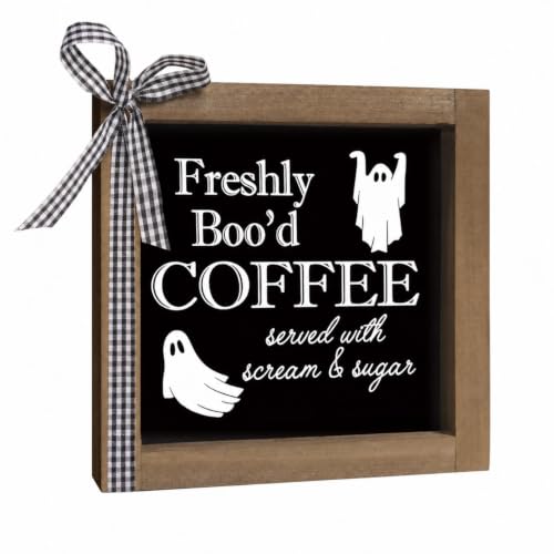 Freshly Bood Coffee Sign Halloween Coffee Bar Table Home Decor - color: black-coffee