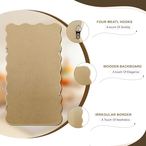 Full Length Mirror, 55”x28” Wavy Wood Floor Mirror for Wall - size: 55"L x 28"W