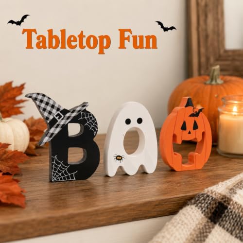 3 Pcs Boo Sign Halloween Table Tiered Tray Shelf Desk Home Decor