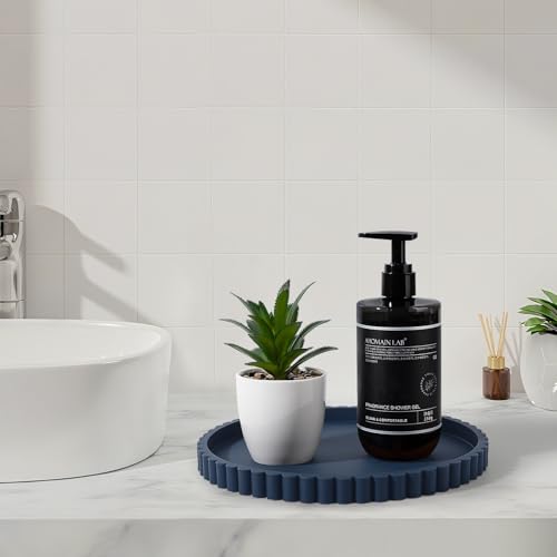 Round Bathroom Tray Perfume Organizer Coffee Table Decor, 9" Dark Blue - color: Dark Blue, size: 9"
