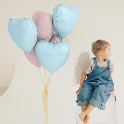 Pink Blue Heart Foil Balloons,12Pcs 18Inch Heart Shaped Balloons - color: Pink Blue