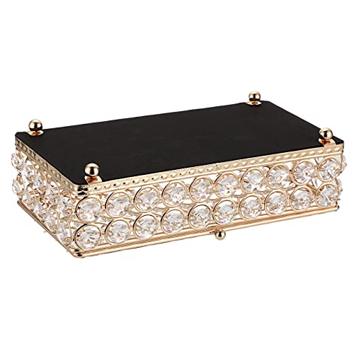ELLDOO Crystal Jewelry Box Rectangle Trinket Organizer Earrings Rings Box Treasure Box Storage Home Decor Accent Decorative Box with Lid for Valentine Wedding Christmas Birthday Gift, Gold