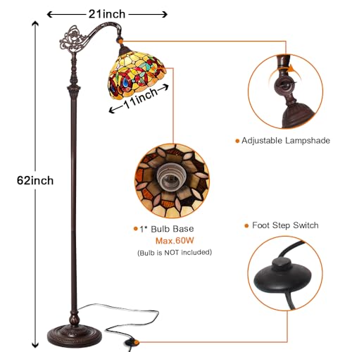 Capulina Tiffany Lamp Red Brown Stained Glass Reading Floor Lamp