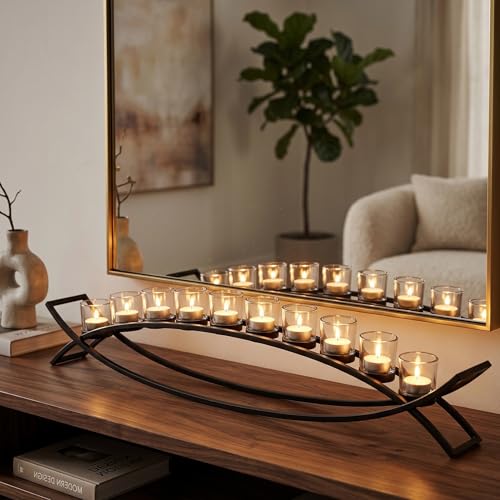 Seraphic Table Centerpiece for Dining Room, Extra Long Candle Holder, Clear - color: Black/Clear, size: 10 Cup