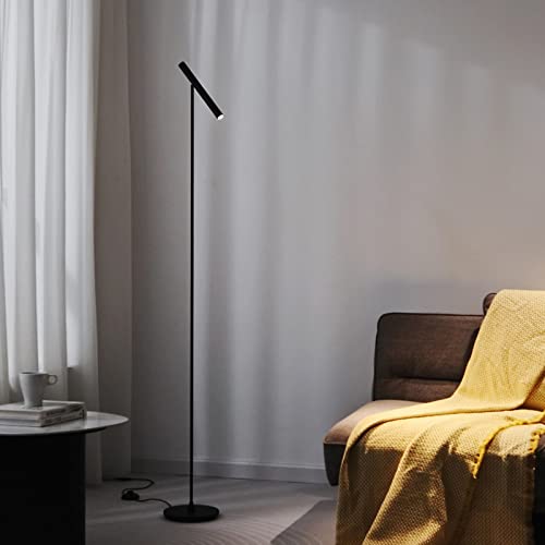 Floor Lamps for Living Room, 66" Modern Floor Lamp LED Standing lamp with Foot Switch 6W Warm Light Tall Lamp for Bedroom, Office, Study Room, Home, Lamp Head Adjustable - color: Black