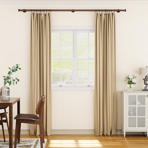 YaFex 2 Pack Heavy Duty Curtain Rods 32-90 Inch, 1 Inch Bronze Adjustable Curtain Rod for Windows, Long Window Treatment Rods Set with Aluminium Finials, Modern Design - color: Bronze, size: 32" to 90" - 2Pack