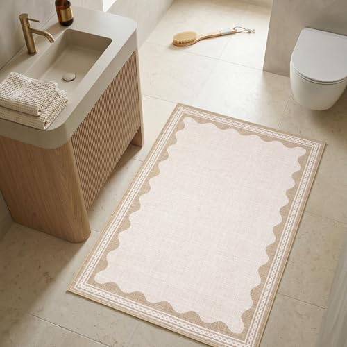 GarveeHome Scalloped Rug - color: Beige, size: 3' x 6' (Rectangular)