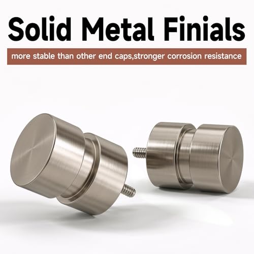 Brushed Nickel Curtain Rods with Solid Metal Finials 28 to 48 Inches Adjustable Heavy Duty 1 Inch Silver Curtain Rod for Windows, Modern Decorative Style for Bedroom Kitchen Living Room - color: Brushed Nickel, size: 28"-58"