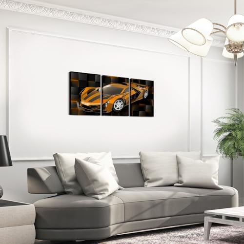 Feelyou Race Car Wall Art 12" x 16" x 3 - color: Deep Orange